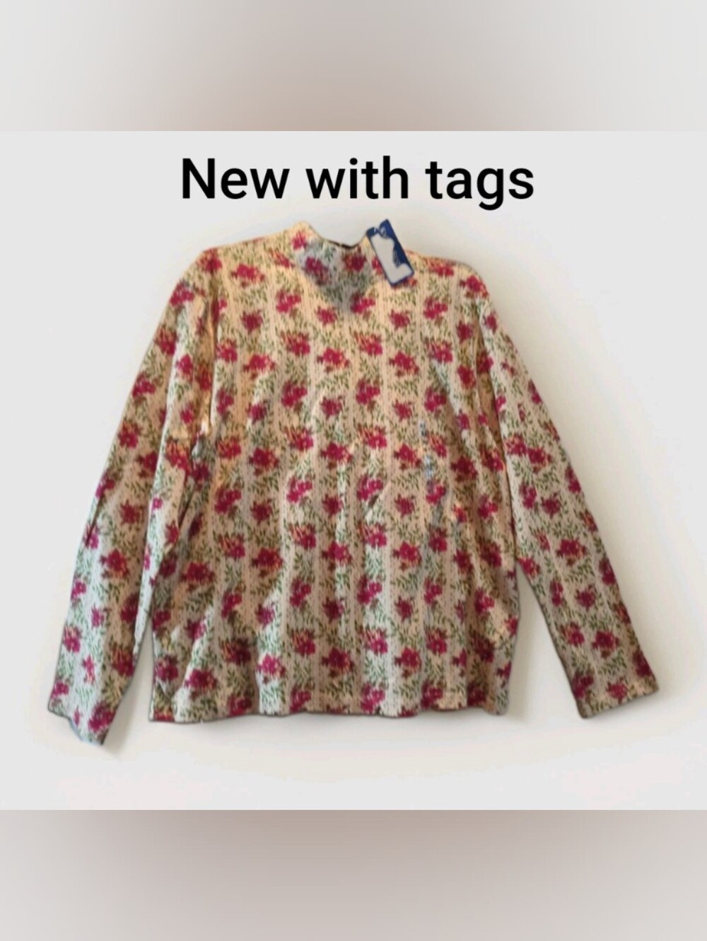 Karen Scott Sport Mock Neck Christmas Floral Size XL Long Sleeves New With Tags